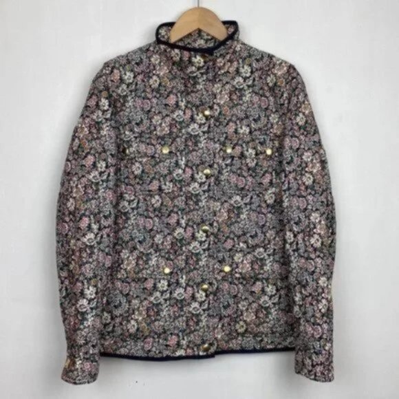 J.Crew x Liberty S Quilted Downtown Field Jacket Floral White Garden Print - Picture 4 of 12
